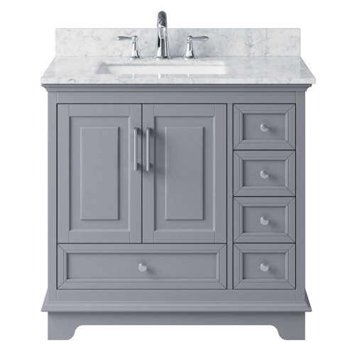 Rosecliff Heights Orin Bathroom Vanity with Carrara Marble Top Wayfair